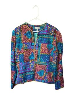 VINTAGE Adrianna Papell 100% Silk Baroque Blazer Jacket - Size 16